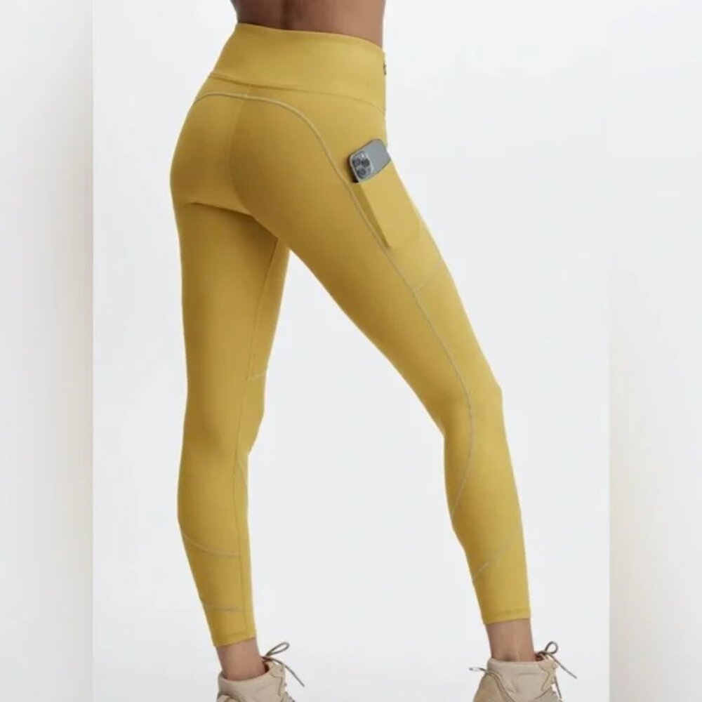 High-Waisted Cold Weather Reflective Pocket Leggings, Size Small, Warm Olive